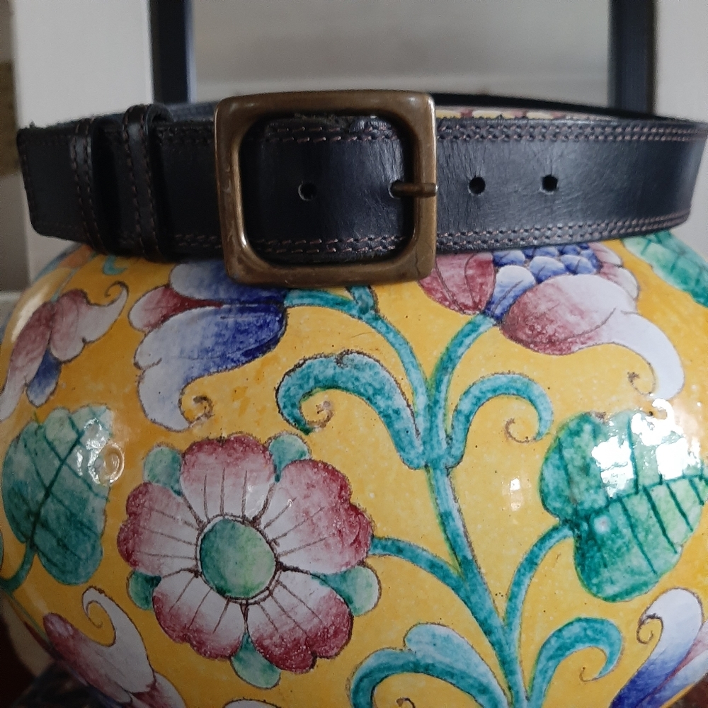 Banana Republic Leather Belt with Brass Buckle